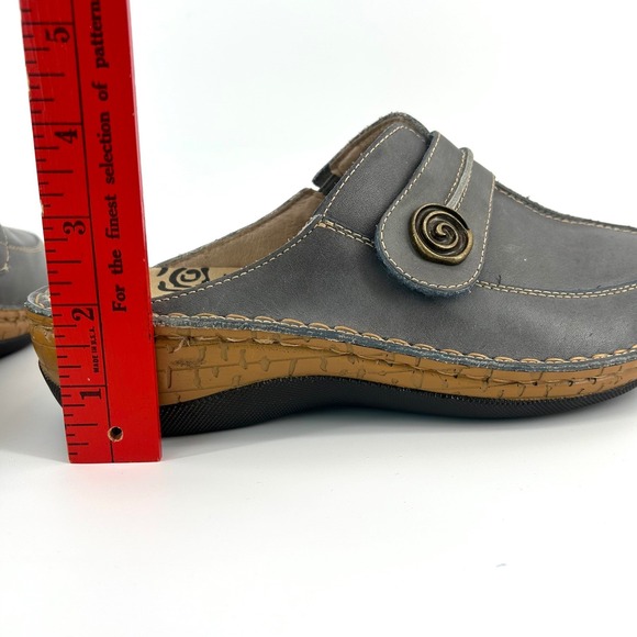 Propet Women's Leather Comfort Clogs Gray Slip On Loafer Mule Size 7.5 EE Wide - Picture 8 of 12